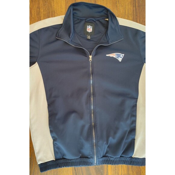 Patriots Warm Up Jacket NFL Chest Logo Plain Back L - Picture 3 of 5